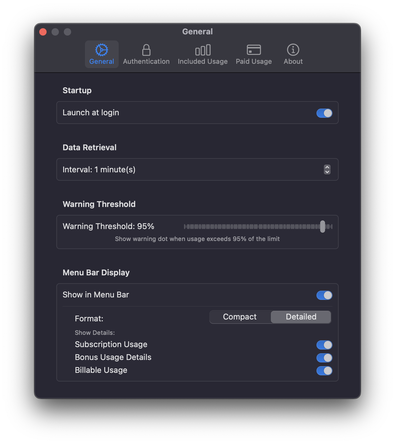General Settings Panel